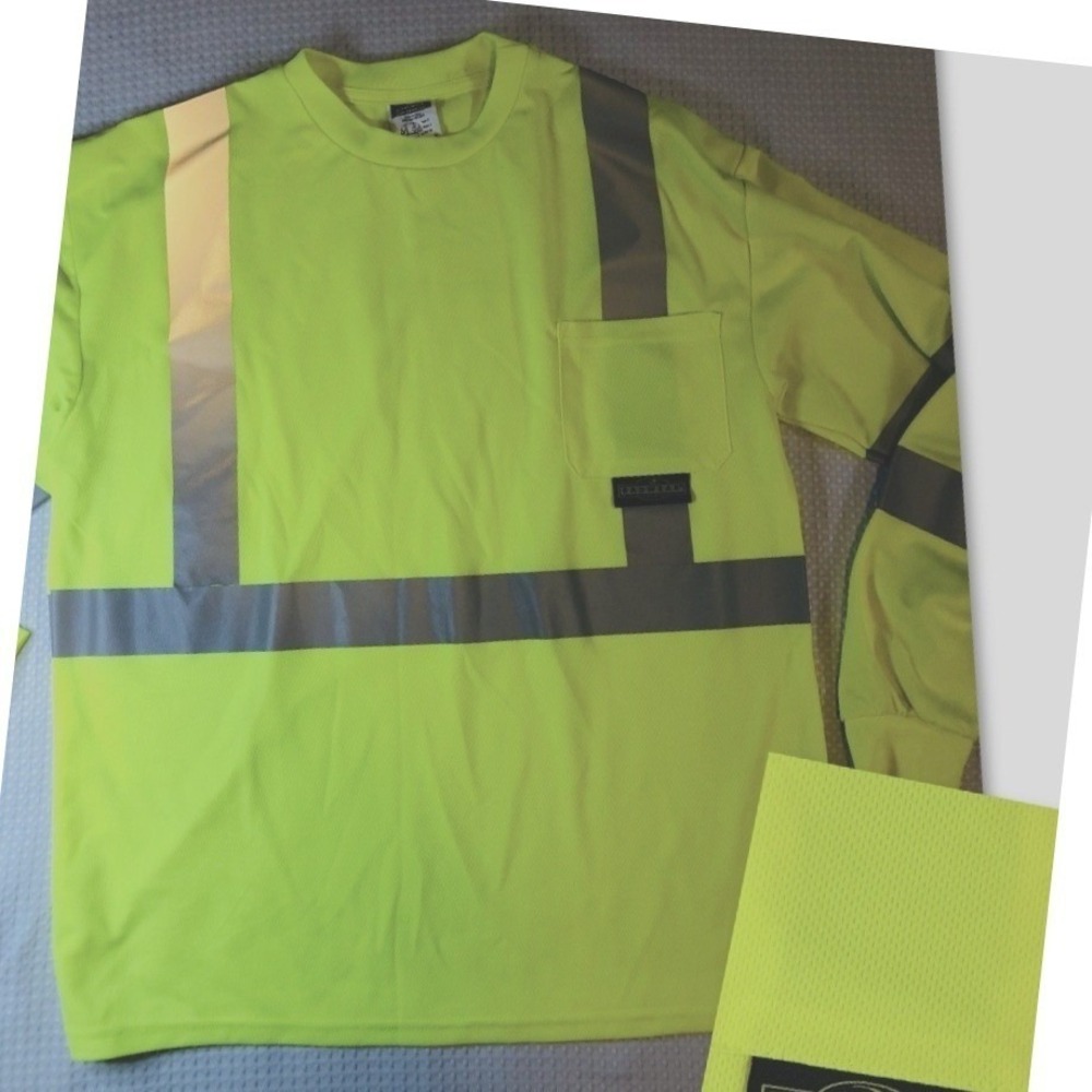 Radians Radwear ST21-3PGS Hi-Vis Long Sleeve Safety Shirt XL Lime Green Class 3